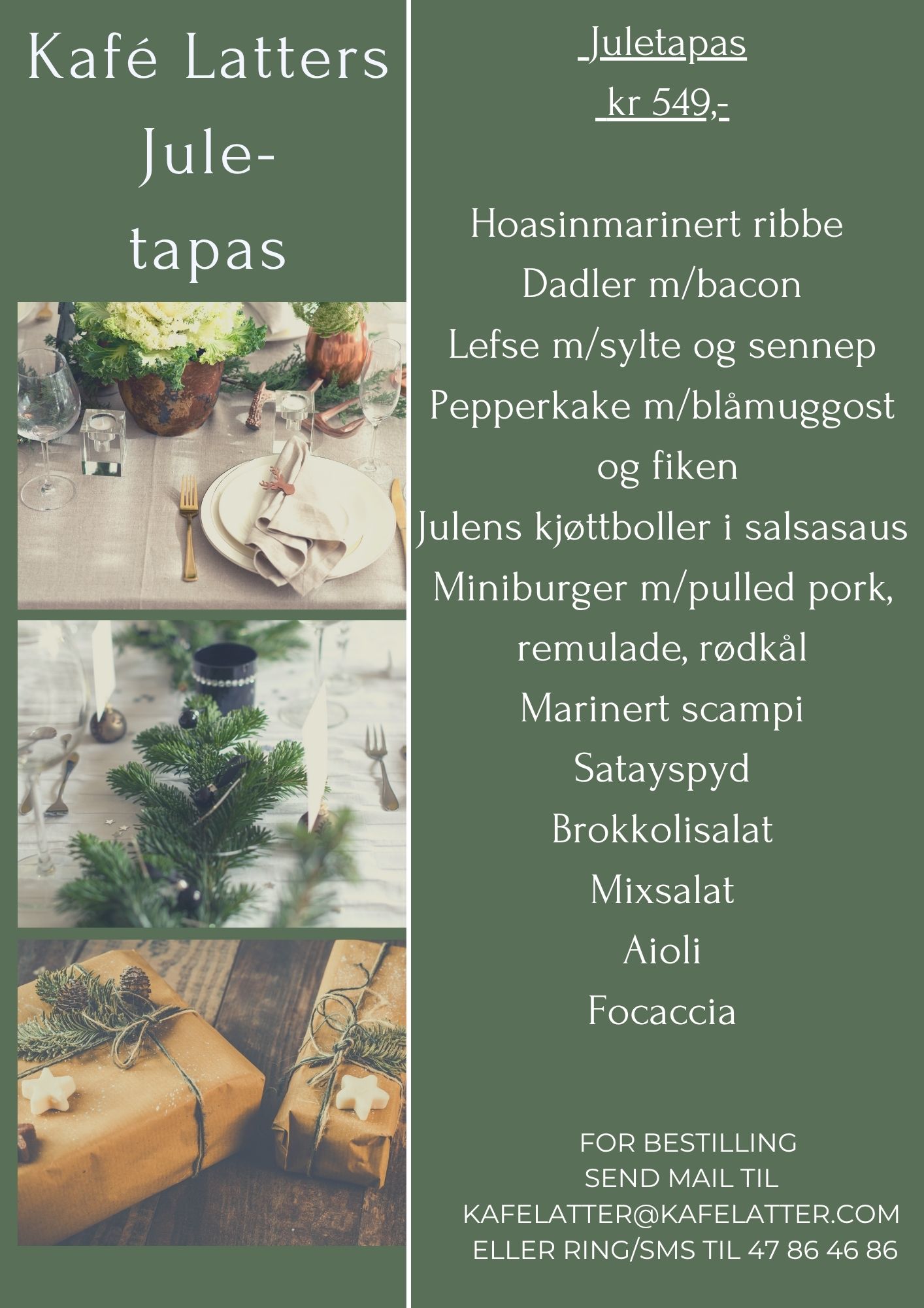 Juletapas meny fra Kafé Latter