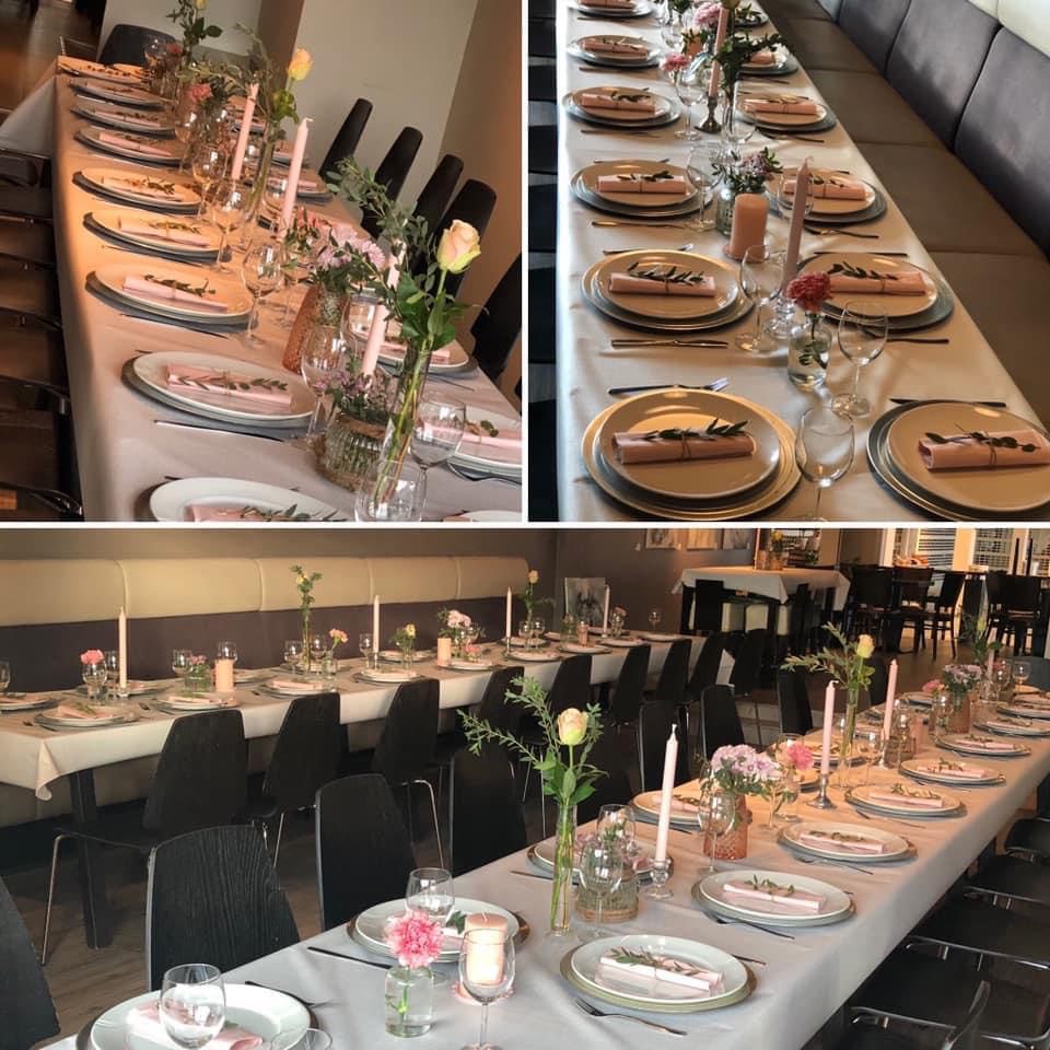 Intim borddekking med personlige detaljer for konfirmasjon